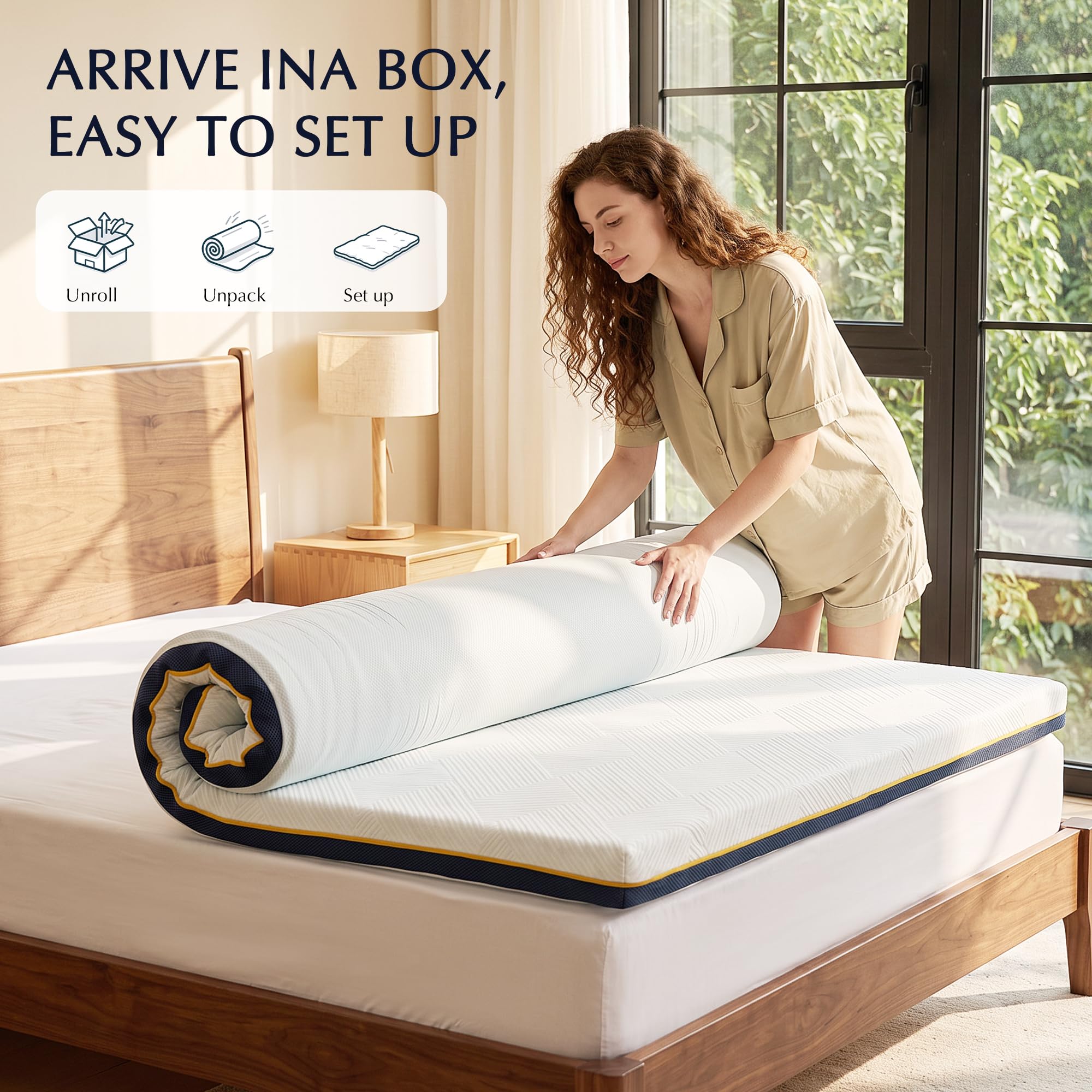 Surmatelas Mémoire de Forme 90x190CM, en Mousse de Gel de Haute Densité