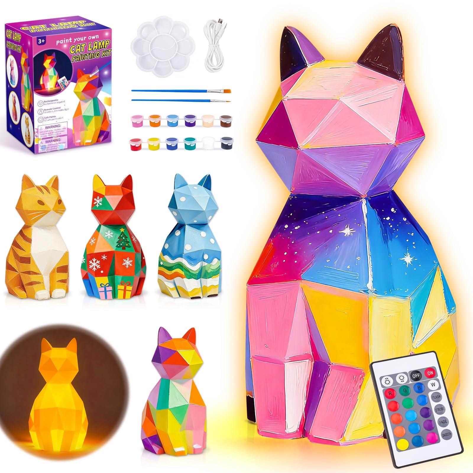 Bastelset Kinder ab 6 8 Jahre Bastel Geschenk Mädchen Jung Katze Nachtlicht | Basteln Geschenke für 10 9 8 7 6 Jährige Mädchen Junge Spielzeug ab 5-12 Katzenlampe Geburtstagsgeschenk Malset Kreativ Set