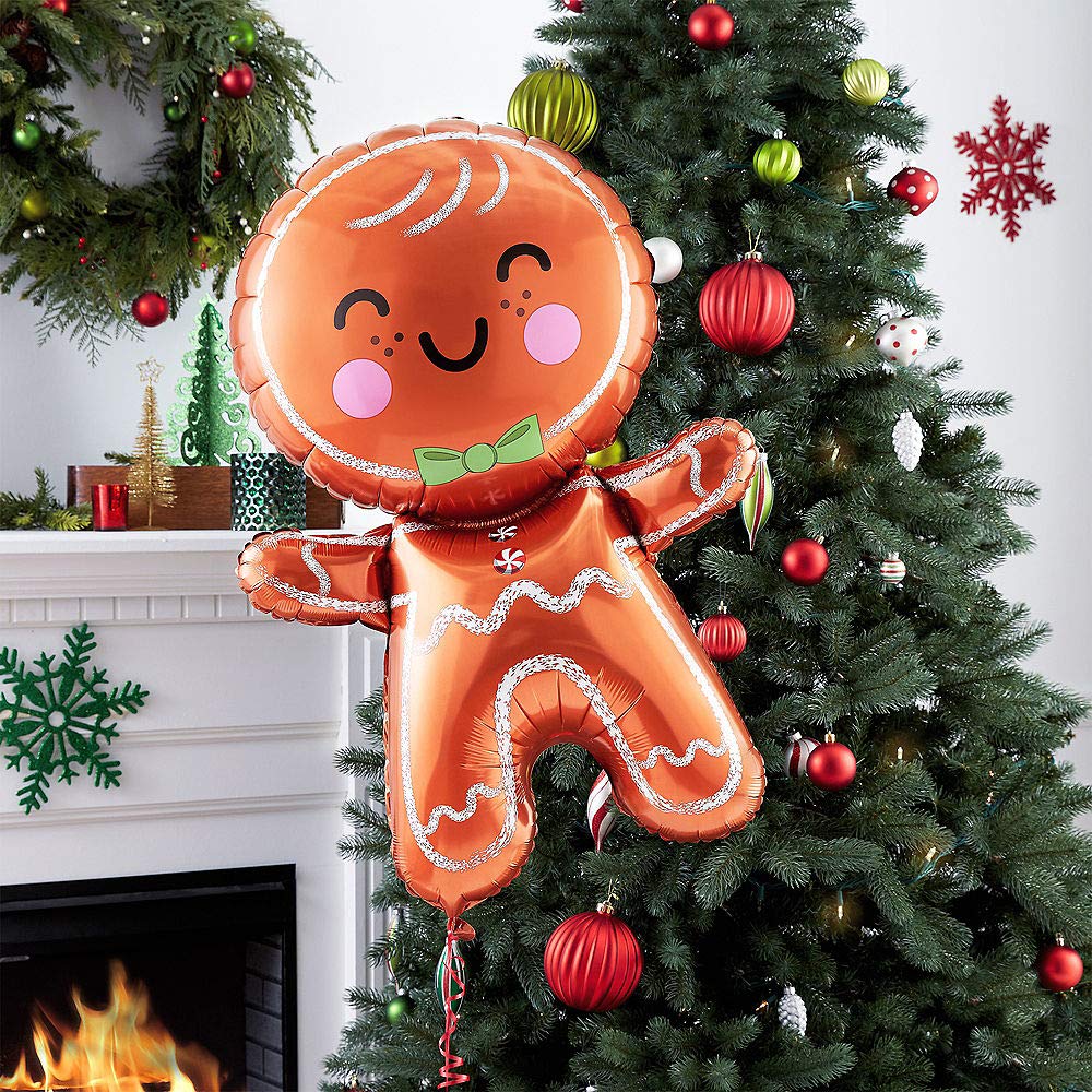 Amscan 3830401 S/Shape: Happy Gingerbread Man, Red, 31" - Image 2