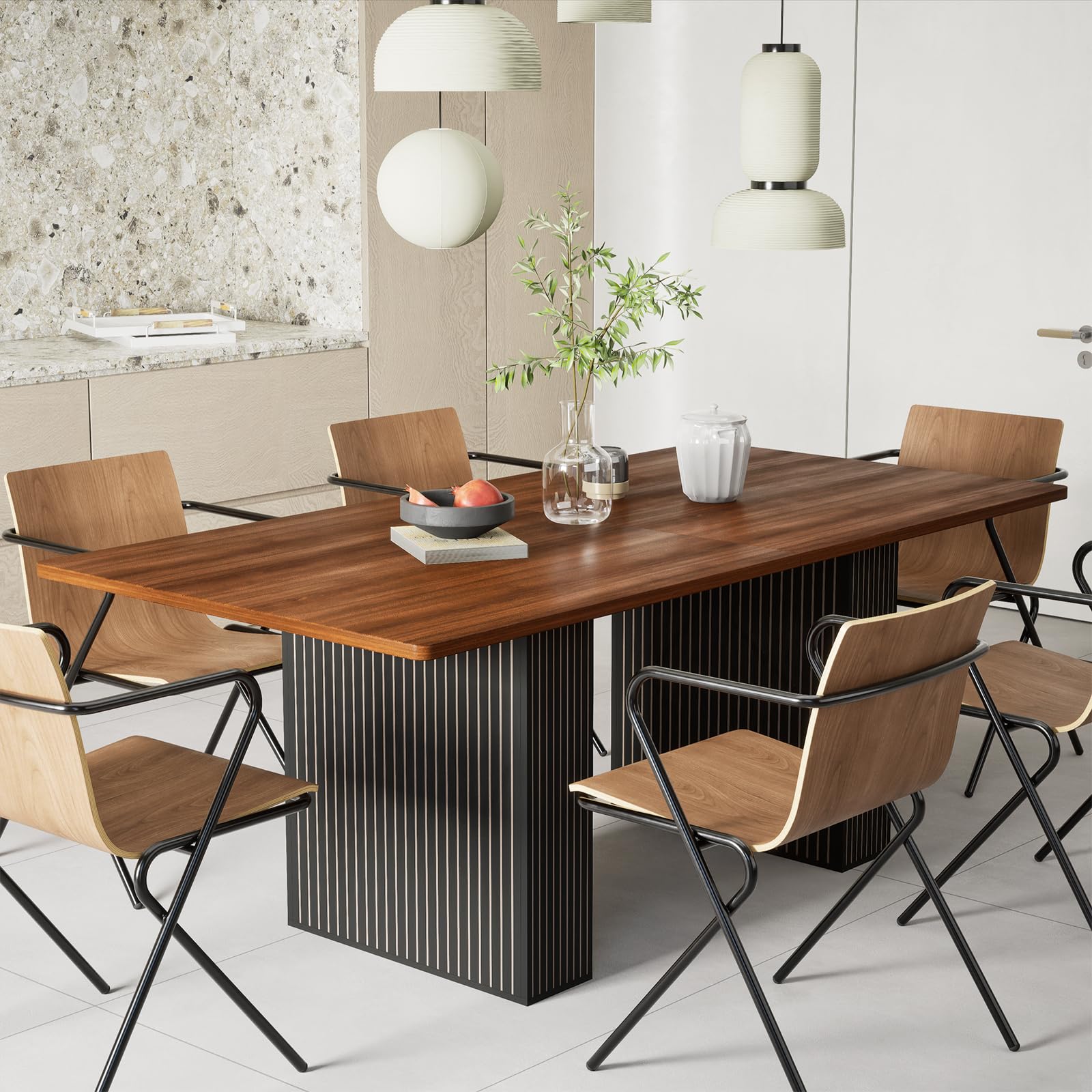 Table à manger rectangulaire style industriel 160 cm pour cuisine moderne et 6 à 10 personnes
