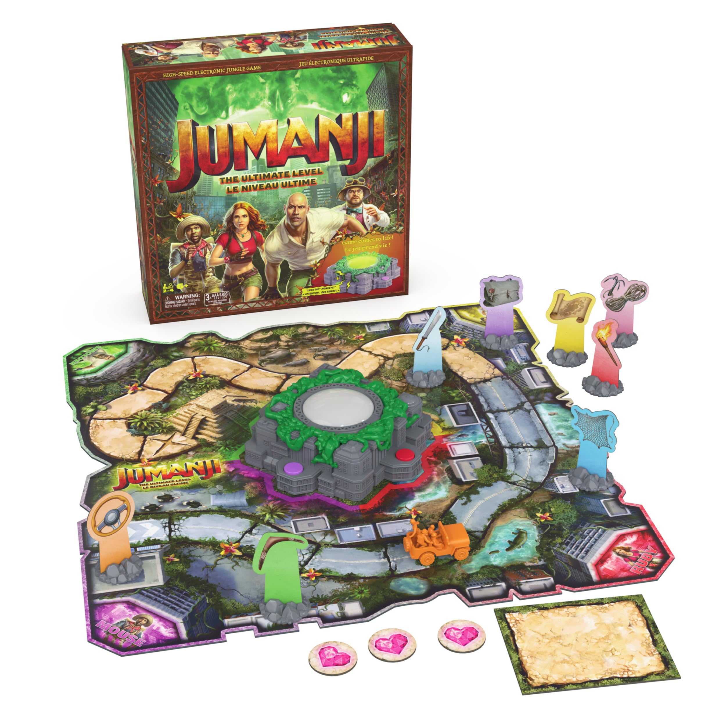 Spin Master Games, Jumanji: The Ultimate Level Electronic Board Game, Jumanji High-Speed Survival Strategy Fun for Kids, Adults & Family Game Night, Lights & Sound, 2-4 Players, for Ages 6 & Up