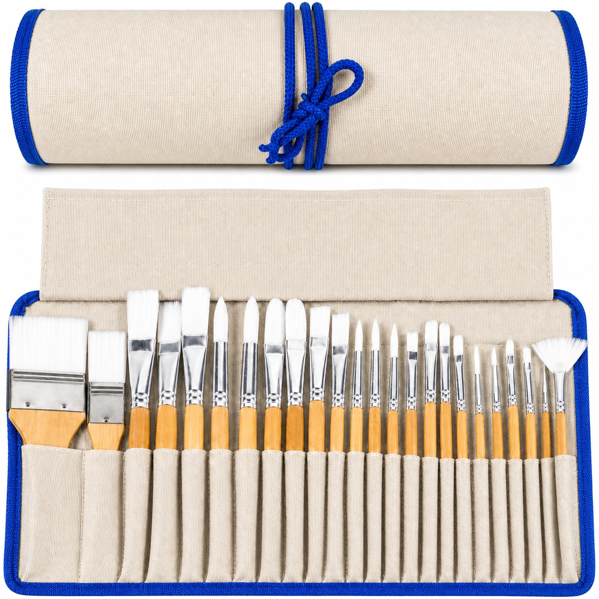 Conda White Paint Brushes Set Of 24 Different Shapes Artist Brushes Professional Painting Brushes For Oil, Acrylic Canvas And Watercolor Painting (Color)