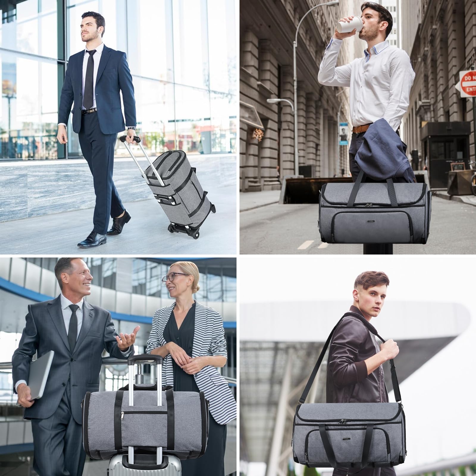 Bolsa de Ropa con Ruedas, Bolsa de Viaje Gran para Equipaje, Bolsa de Ropa para Viaje 3 en 1 para Hombres y Mujeres, Garment Duffle Bag (47L, Gris)