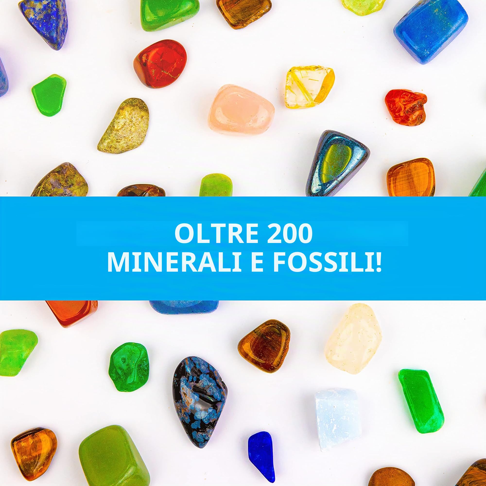 National Geographic - Kit di rocce e fossili – Una raccolta da 200 pezzi che comprende geodi, fossili veri, quarzo rosa, diaspro, avventurina e altre rocce, cristalli e pietre preziose