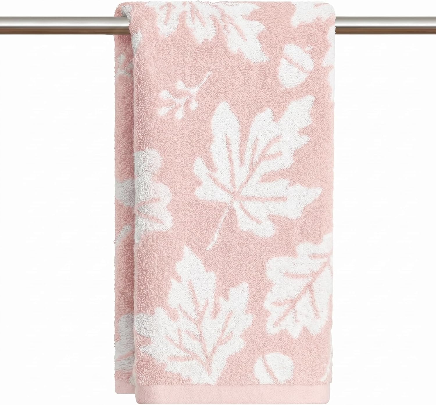Artoid Mode 2 Pcs Beige Caramel Pinecone Leaves Fall Jacquard Hand Towels for Bathroom, Cotton Soft Absorbent Bathroom Decor Towels, 13.7 x 29.5 Inch