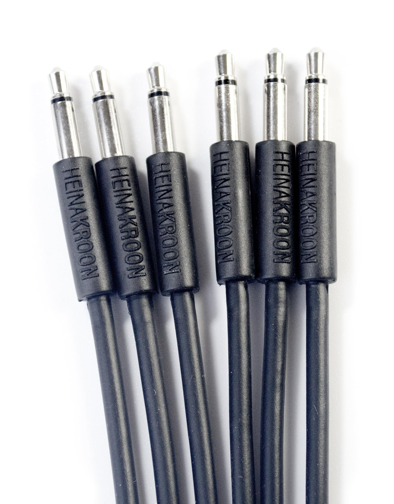 Heinakroon Slimline - Cables de conexión CV negros de 1/8 pulgadas, (no para guitarra), cables de conexión modulares Eurorack, paquete de 6 (23.6 pulgadas)