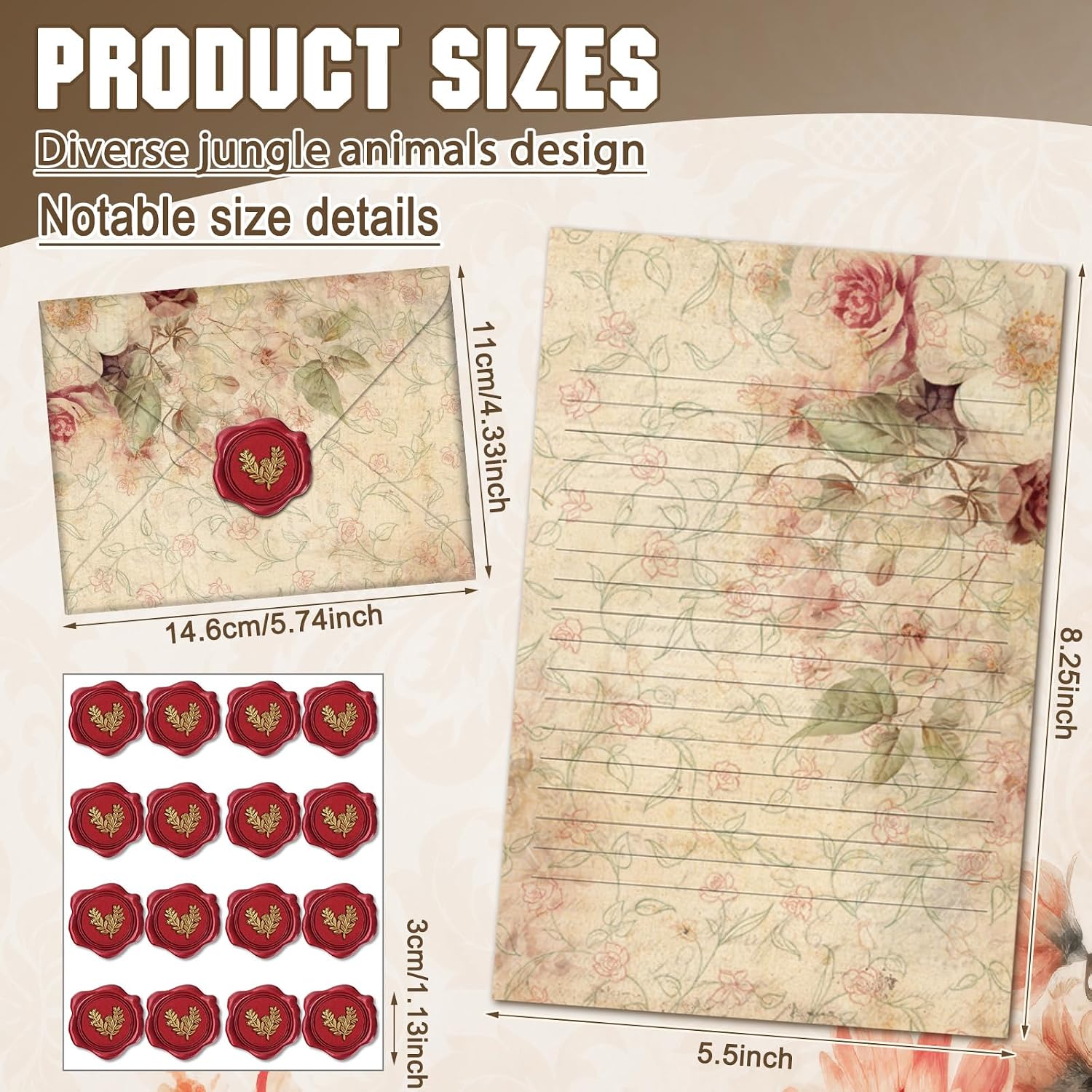 TaoBary 160 Pcs Vintage Floral Stationery Paper and Envelopes Set image 5