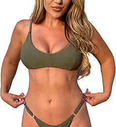 Conjunto de biquíni com nervuras esculpidas para mulheres, separado para natação