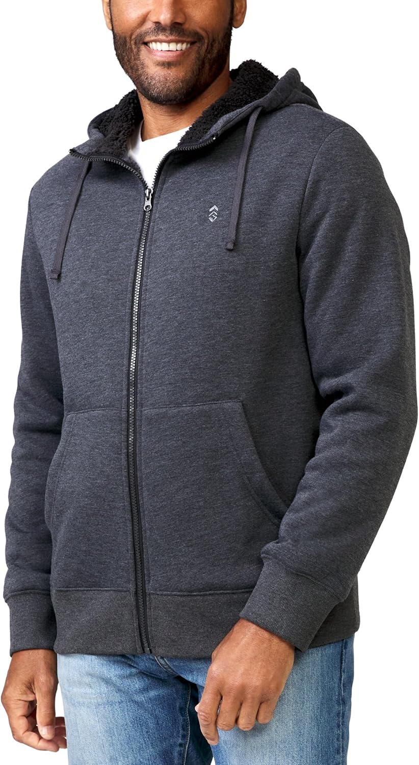 Free Country Unisex Men's Women's Full Zip Hooded Sweatshirt Heavyweight Fleece with Thermal Lining Faux Fur-The Everybody