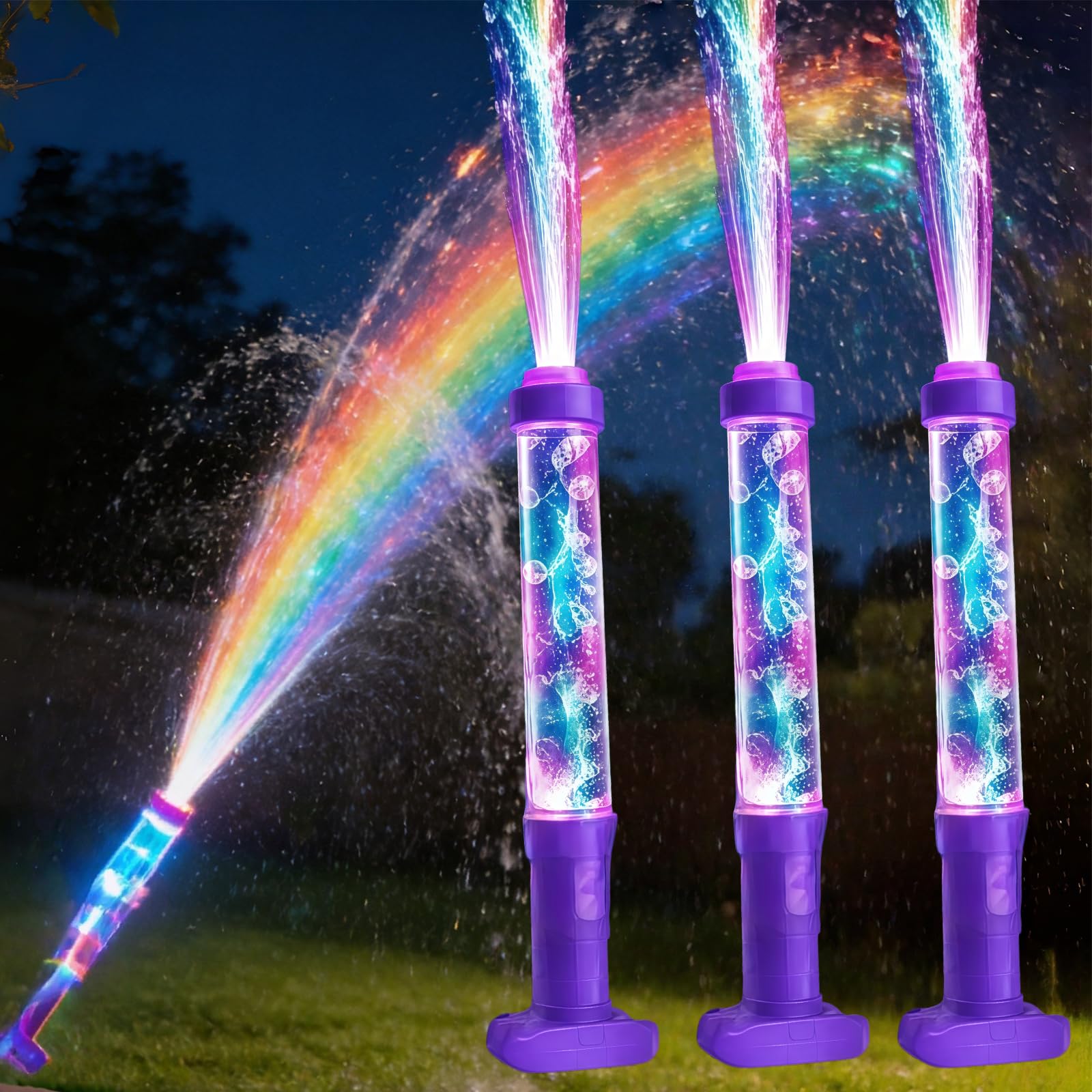 13.8" Glowing Rainbow LED Water Blaster | Summer Fun that Pops Like Magic, LED Water Blaster with Rainbow Lights - Glow in The Dark Water Gun for Adults,Leakproof Design for Outdoor Summer Party (3)