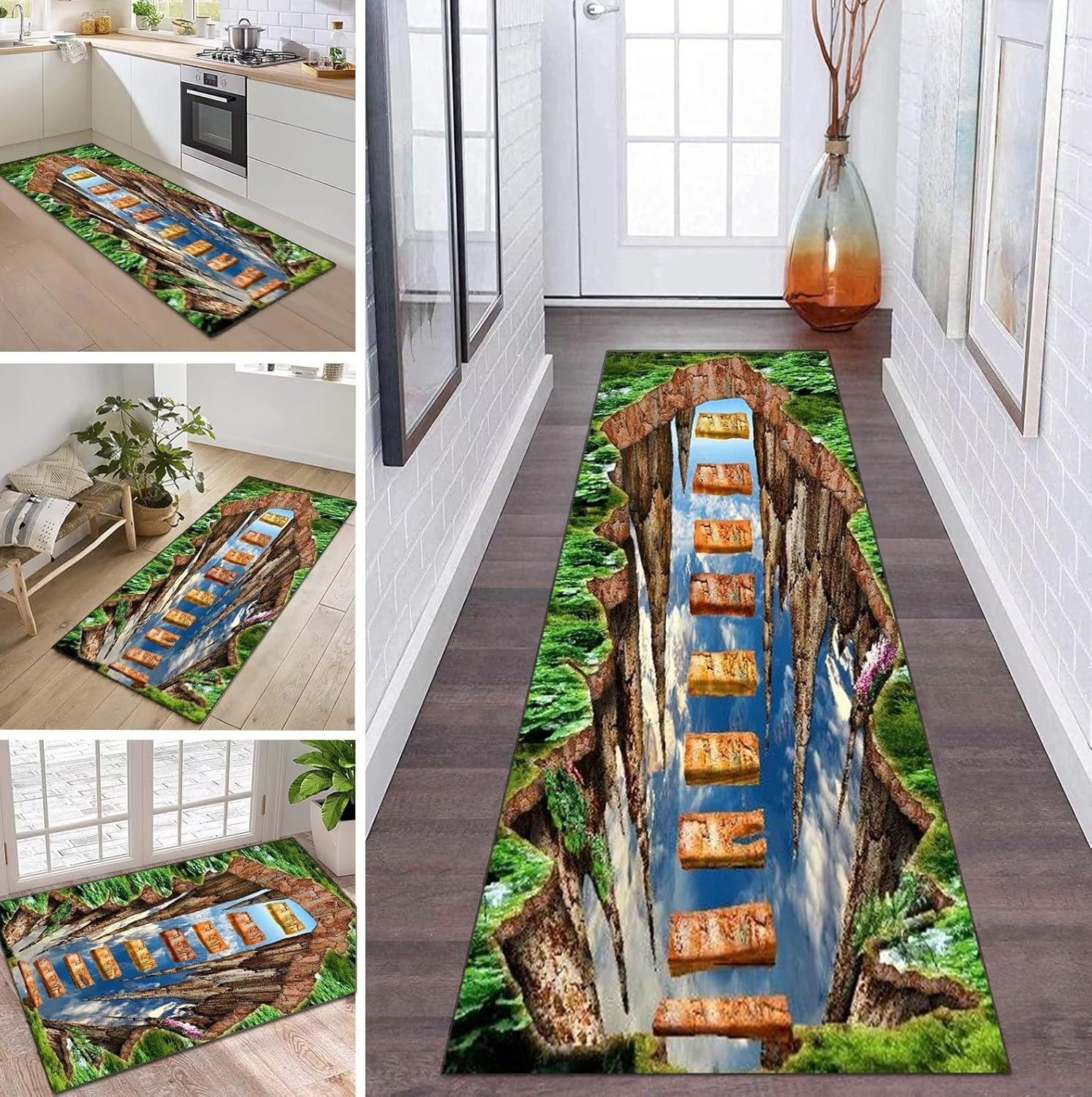 ZDYHMrj Tæppe løber gang køkken skridsikker vaskbar tæppeløber lang 40 ...