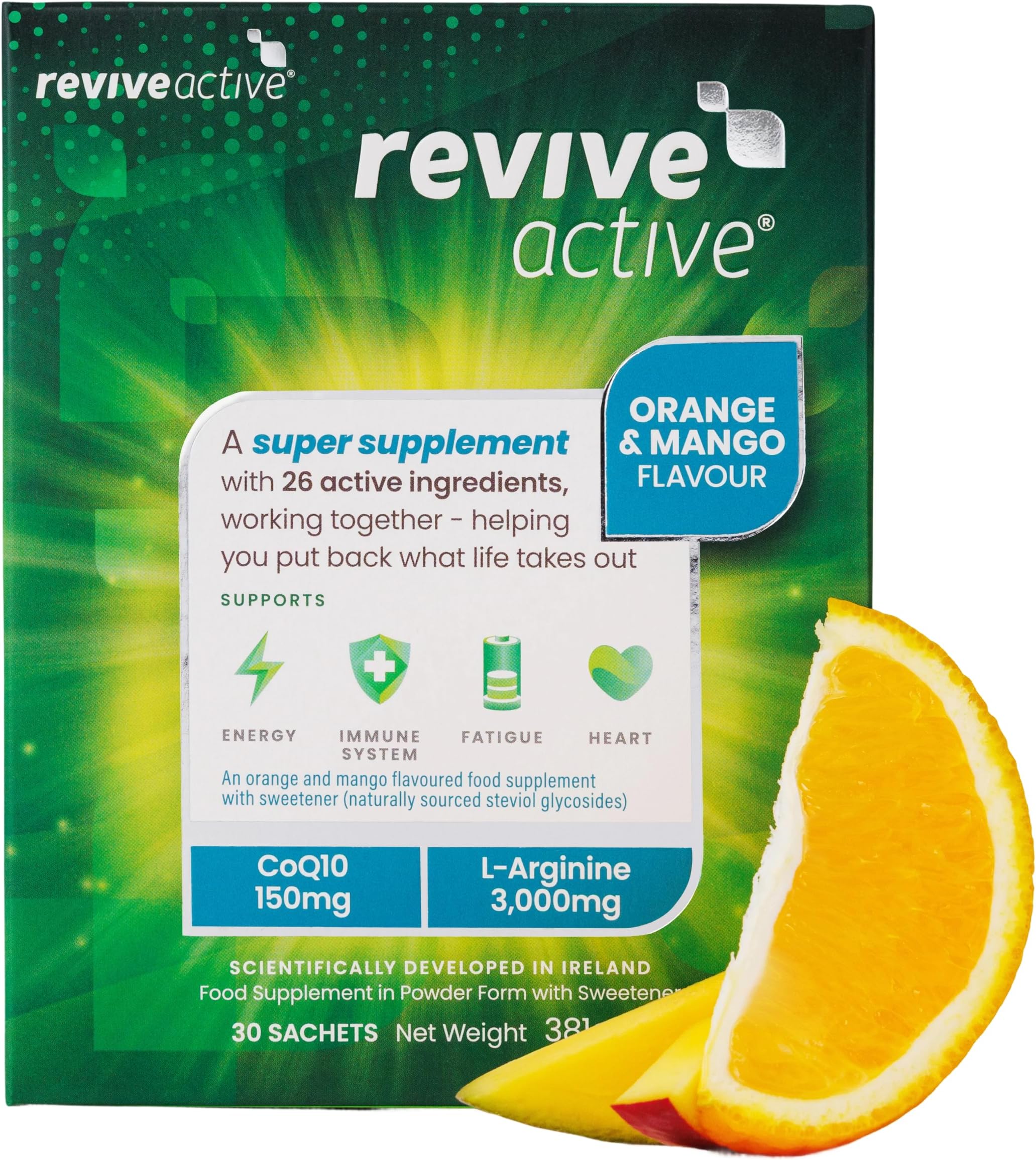 Super Supplement - 26 Active Ingredients in 1 Daily Sachet - Vitamin C, D, K2, Coq10, L-Arginine - Supports Overall Health, Immune System & Fatigue Reduction - 30 Day Supply