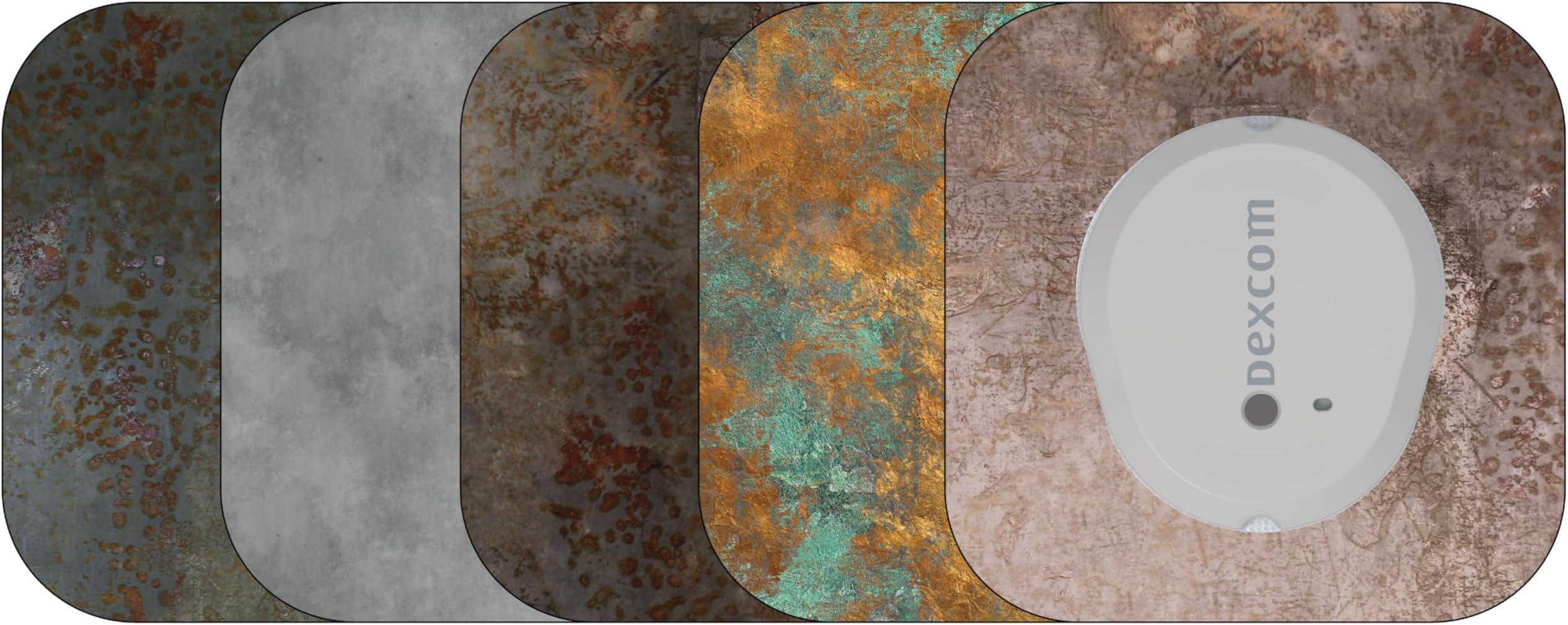 Glucomart Mini Adhesive Patches for Dexcom G7, Stelo & Infusion Sets – 5-Pack Waterproof, Sweatproof CGM Overpatches – Hypoallergenic CGM Sensor Patches (Grunge)