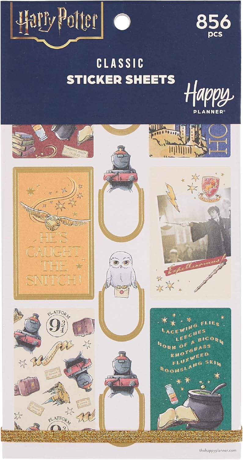 Happy Planner Harry Potter Sticker Set for Planners, Calendars, and Journals, Easy-Peel Stickers, Scrapbook Accessories, Hogwarts Magic, 30 Sheets, 656 Stickers Total