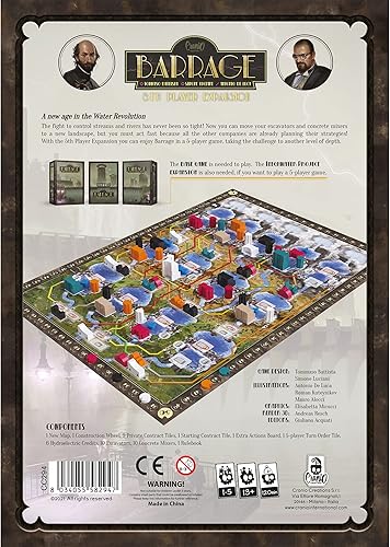 Miniatura 3 de Cranio Creations Barrage - Juego de mesa para 5 jugador, expansión de juego de mesa  Juego de estrategia  Juego de colocación de trabajadores para