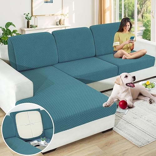 YEMYHOM Fundas de cojín elásticas individuales para sofá, sofá biplaza, funda de cojín suave de repuesto para muebles grande a cuadros con parte