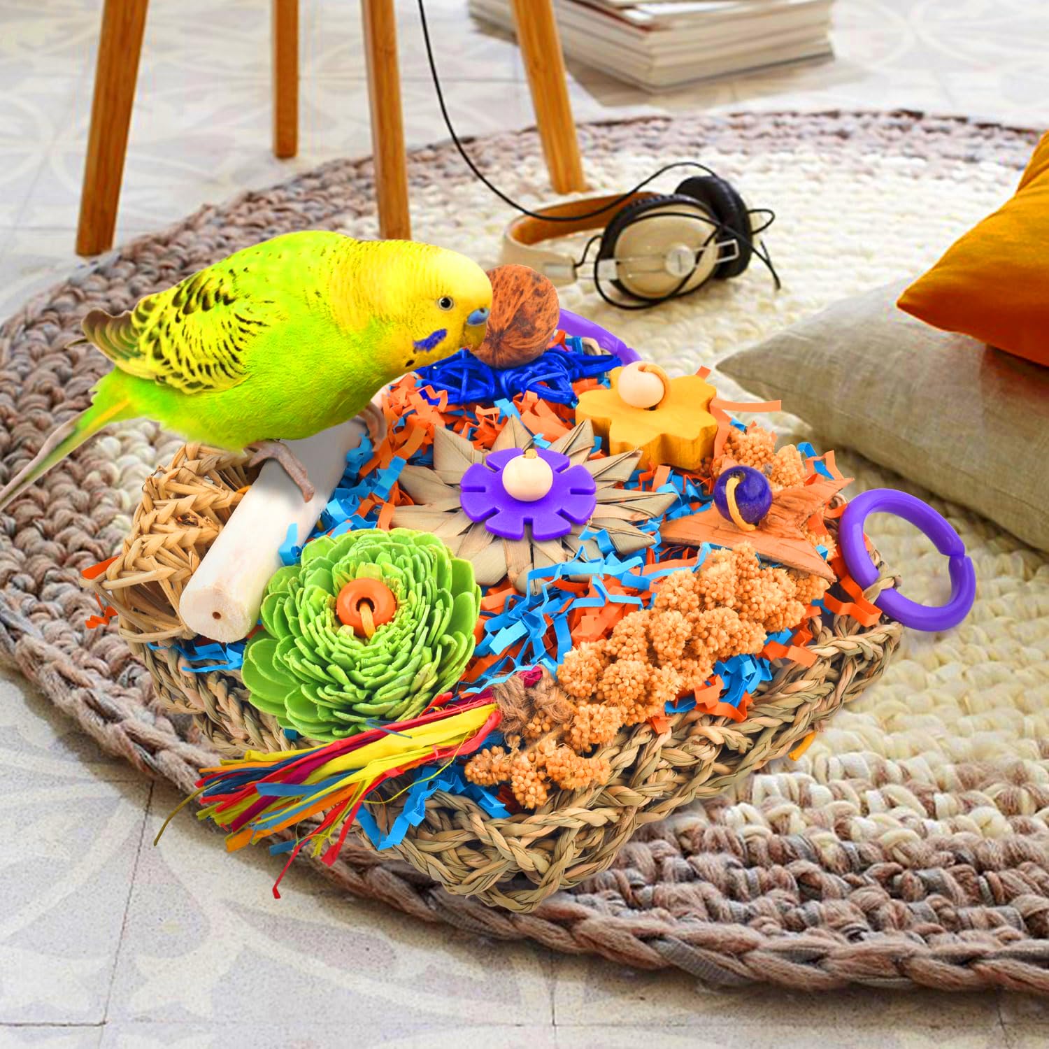 KATUMO Bird Toys, Cockatiel Foraging Shredder Toys for Parakeet Lovebird Budgie Parrotlet Conure Small-Medium Bird cage Accessories - image 4