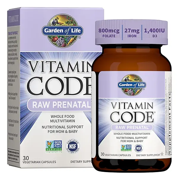 Garden of Life Prenatal Multivitamin for Women with Iron, Folate & Vitamin C and D3 for Neural Development & Probiotics for Immune Support – Vitamin Code – Non-GMO, Gluten-Free, Kosher, 10 Day Supply 1