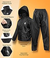 Vista 5 de Foxelli Traje de lluvia impermeable – Ropa impermeable duradera transpirable ligera para hombres y mujeres, perfecto para motocicleta, golf, pesca