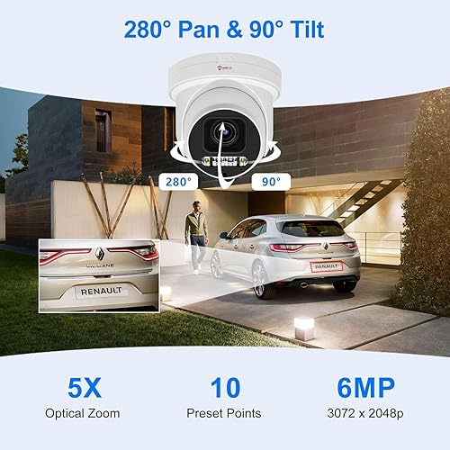 Miniatura 2 de Anpviz 6MP PoE PTZ Camera Outdoor, 5X Optical Zoom 2.713.5mm Lens, Pan Tilt Zoom IP Security Camera with AI Human Vehicle Detection, Spotlight&Sound