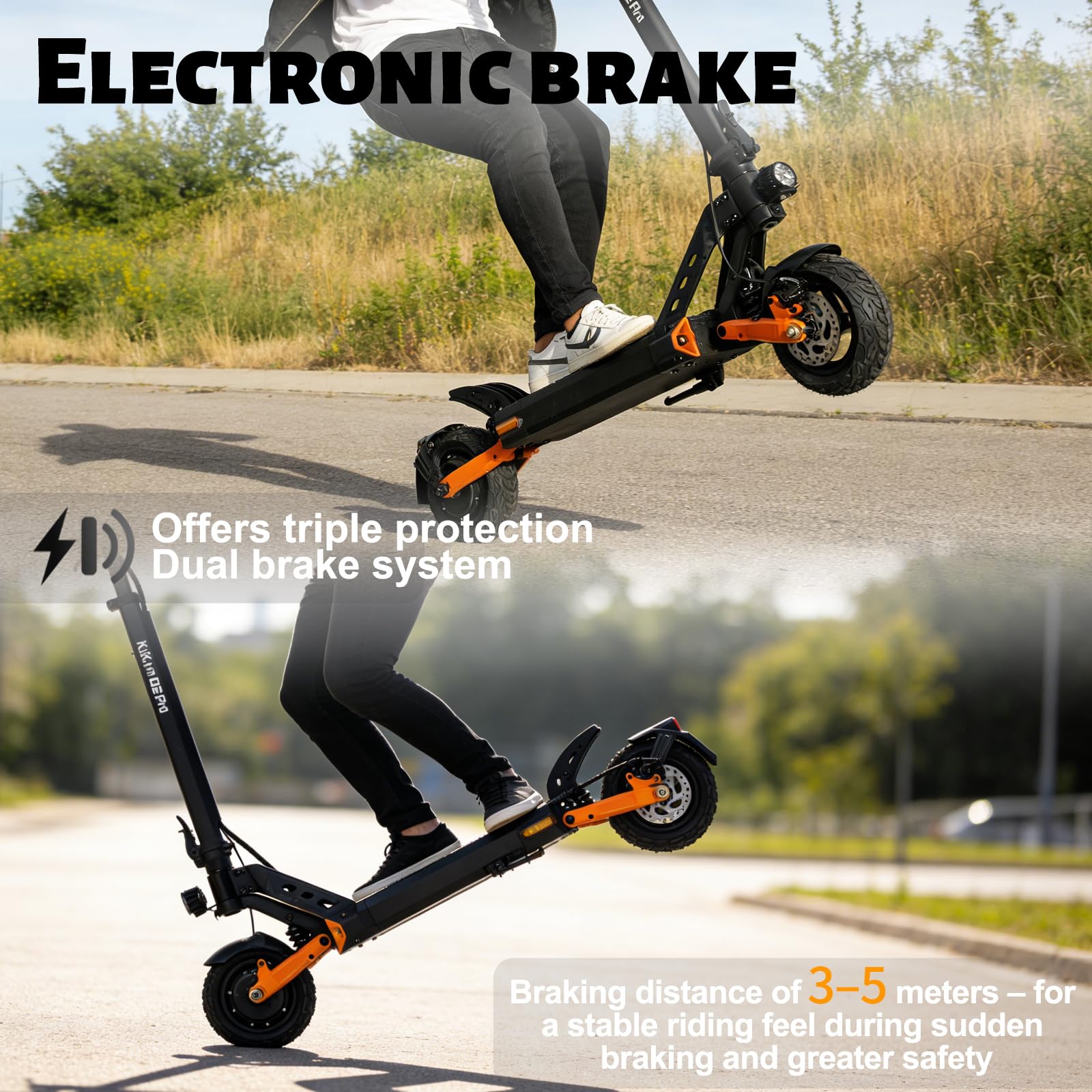 Kukirin E-Scooter mit Straßenzulassung für Erwachsene, Reichweite 35 Meilen, Doppelfederung, faltbar, 9 Zoll Reifen, Lenkerhöhe verstellbar, max. 20°, 120kg Tragkraft,ideal für Stadt & Offroad Pendeln