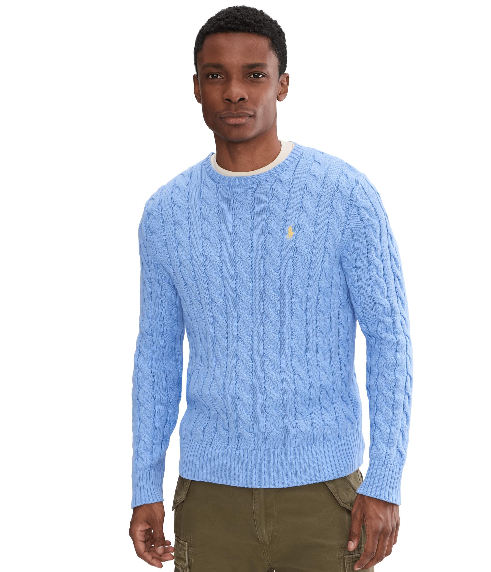 Photo 1 of POLO RALPH LAUREN, Men's, Cable-Knit Cotton Sweater, Austin Blue, Large