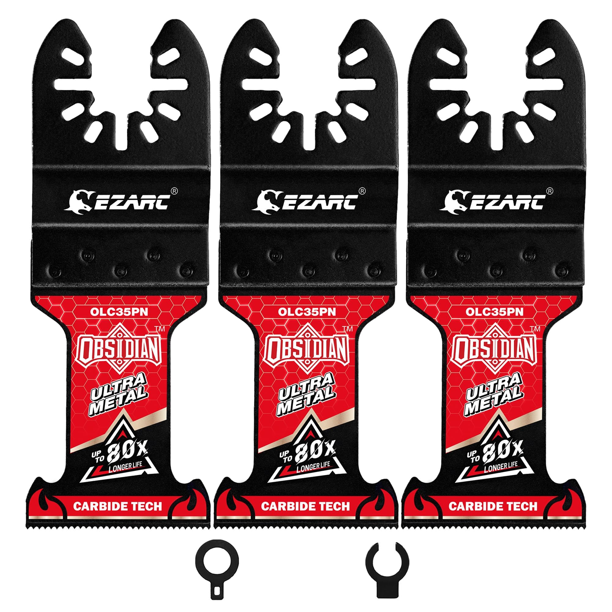 EZARC TiAlN Obsidian Hartmetall Multitool Sägeblätter (Profi), Multimaster Sägeblätter für Hartmetall, Nägel, Bolzen und Schrauben, Universell Passend für Multitool Zubehör, 3er-Pack
