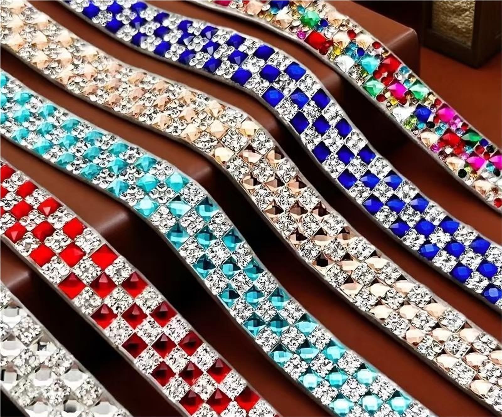 Brokatowa taśma, DIY wielokolorowa taśma z kryształu górskiego, paski łańcuchowe, rolka 1,2-3,8 mm, dekoracyjne rękodzieło domowe (czerwony, 3,8 mm)
