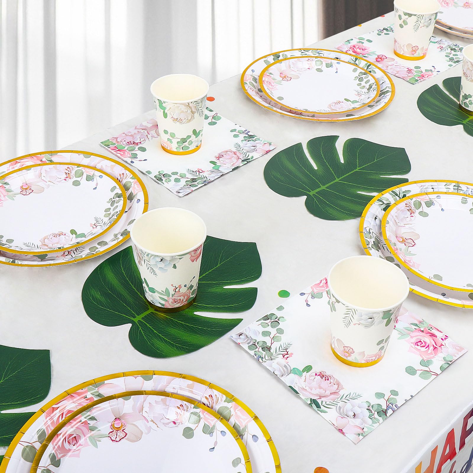 Vaisselle Jetable Anniversaire Fille 141 Pcs Rose Et Or - Kit Anniversaire Fille - Couvert