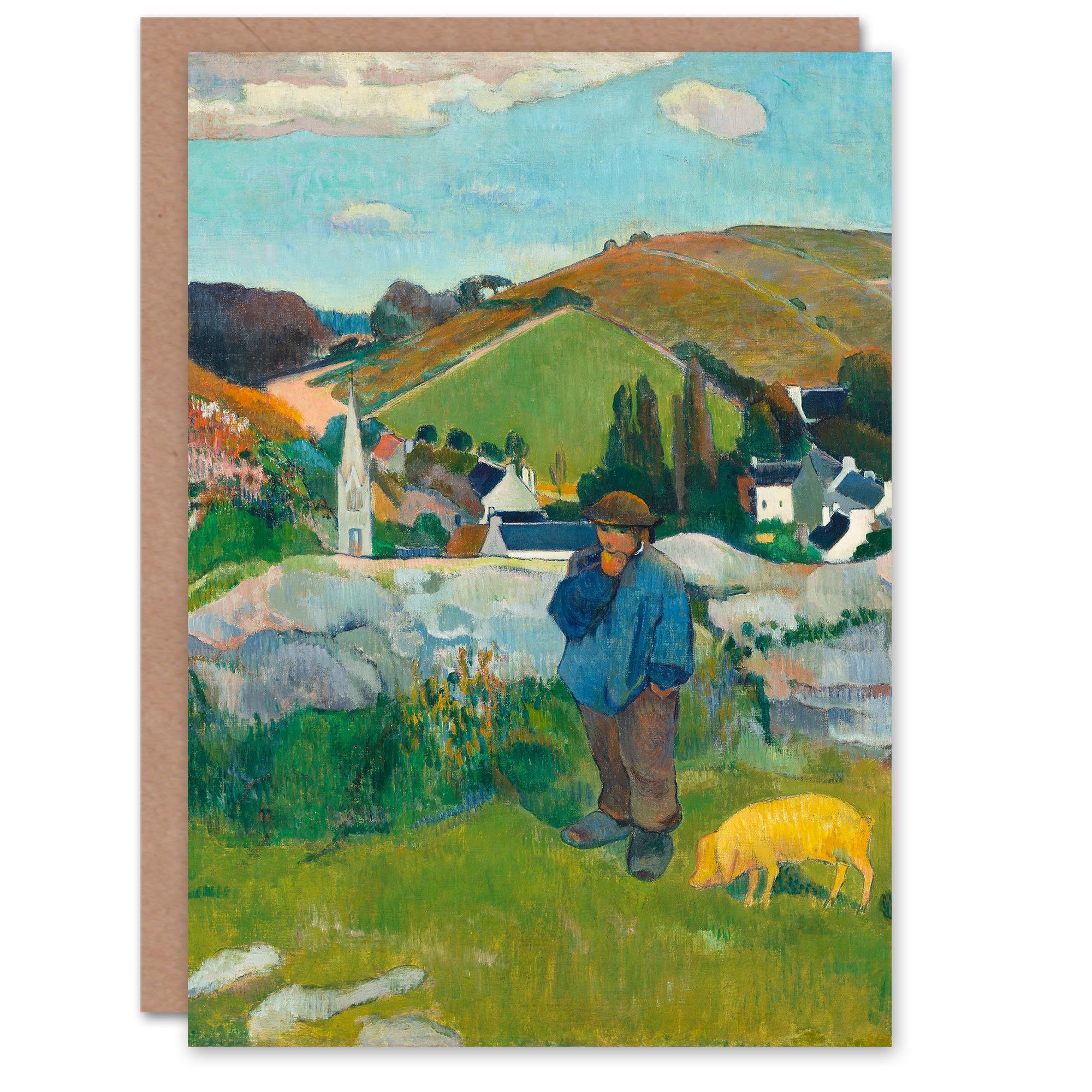 Artery8 Paul Gauguin Art Card The Swineherd Rural France Landscape