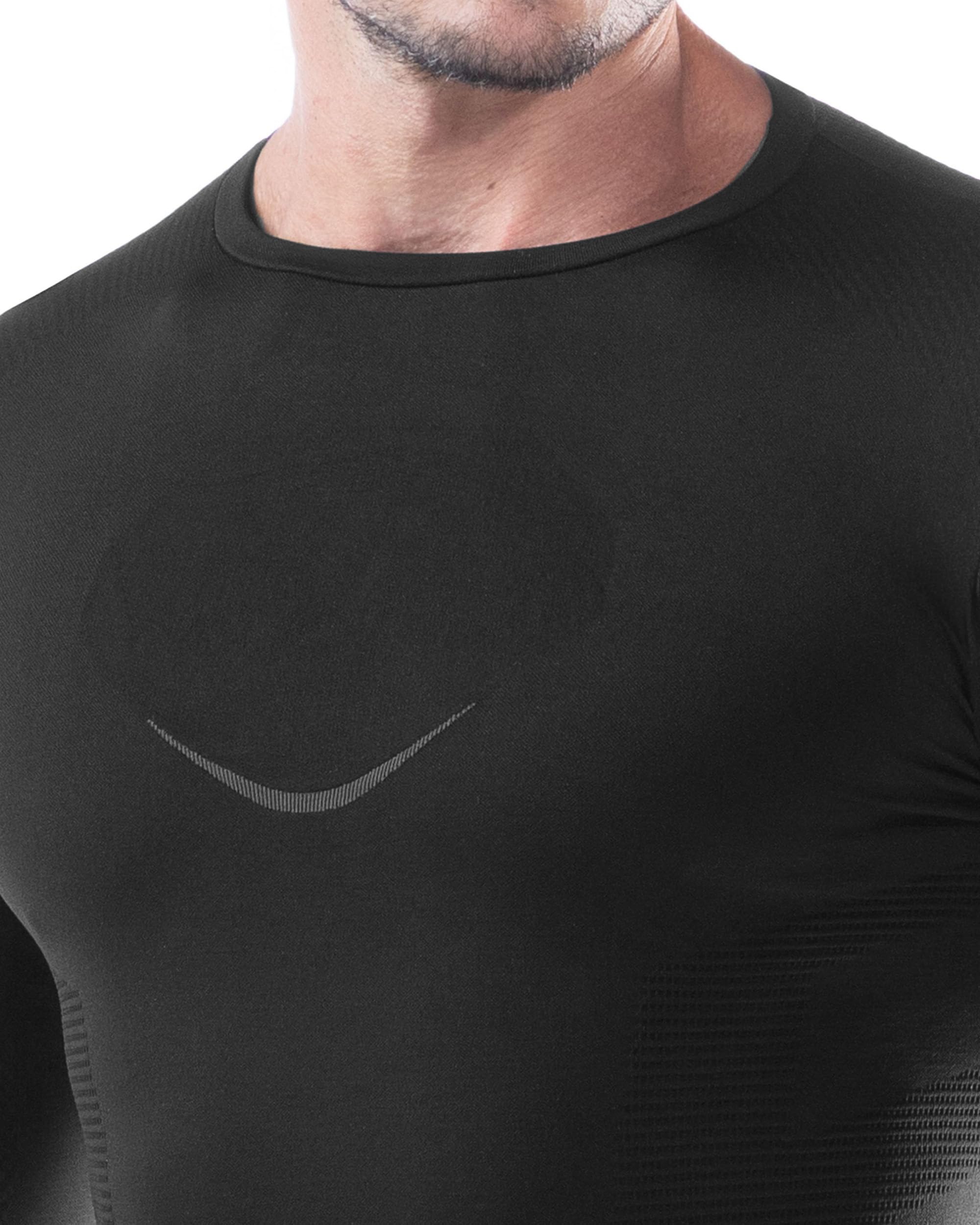 Iron-Ic - T-Shirt Uomo Maniche Lunghe I-Soft Seamless con Tessuto Smear Techno Fleece - Fitting Slim per Sport Outdoor Invernali - Art. 201999