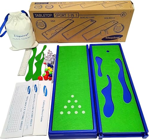 Miniatura 6 de Juego de mesa de bolos de golf, juego de mesa deportivo 3 en 1, juguetes portátiles para interiores y exteriores, adecuados para niños y adultos,