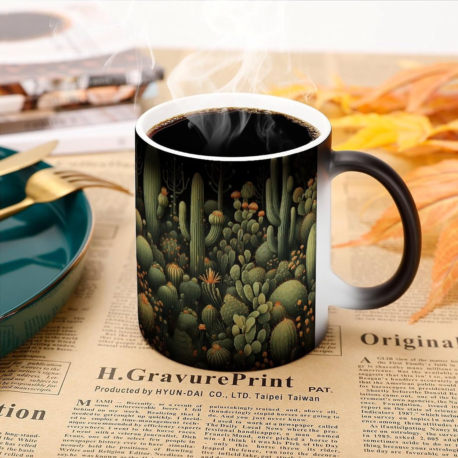 Color Changing Mug Green Green Printed Ceramic Coffee Mug Heat Changing Sensitive Mug Magic Heat Changing Coffee Mug Novelty Coffee Mugs