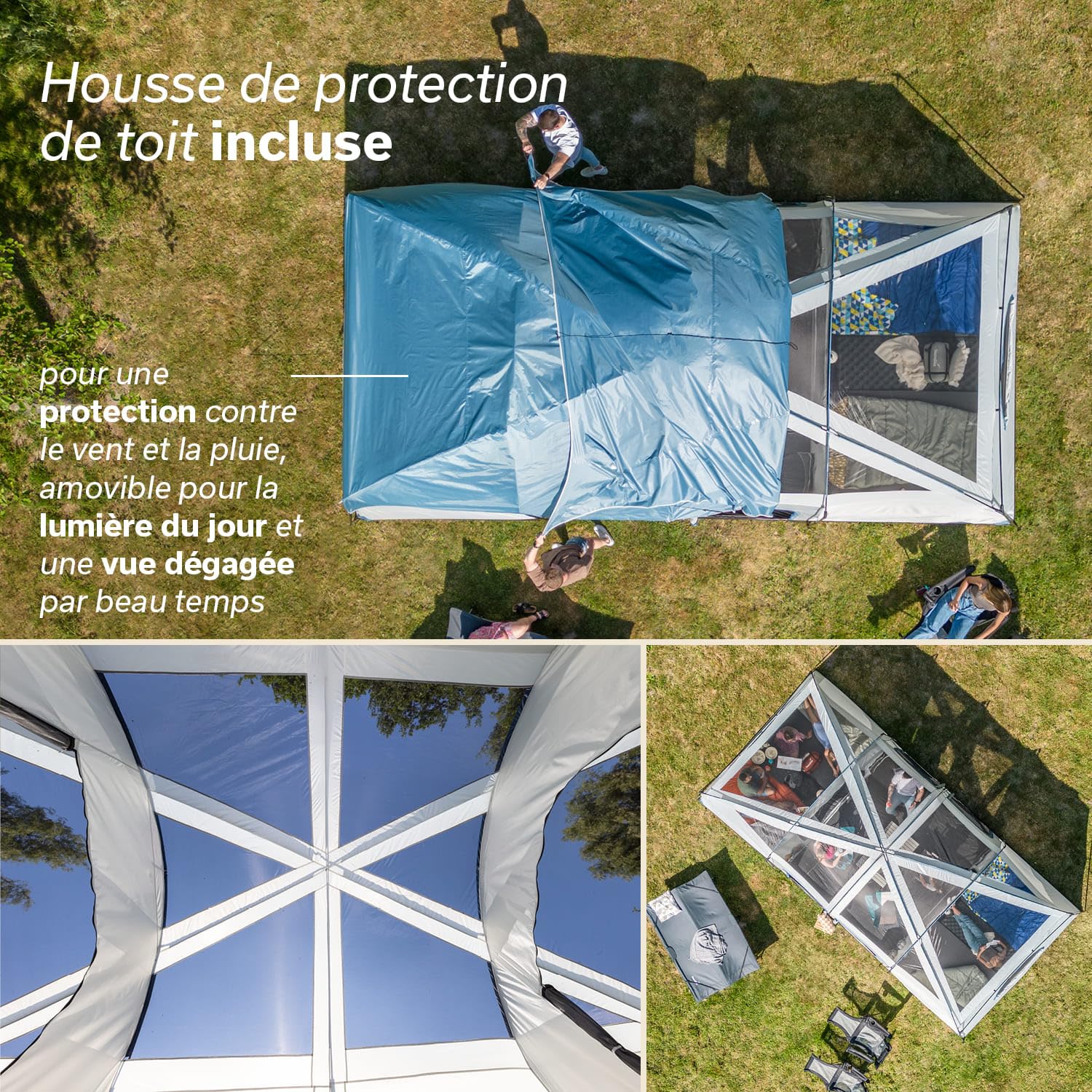 Skandika Tonsberg Tente de camping 5/10 personnes avec peau unique, toit en maille, chapiteau amovible, hauteur debout 2 m, sol de tente cousu, colonne d'eau 4000 mm | Grande tente familiale
