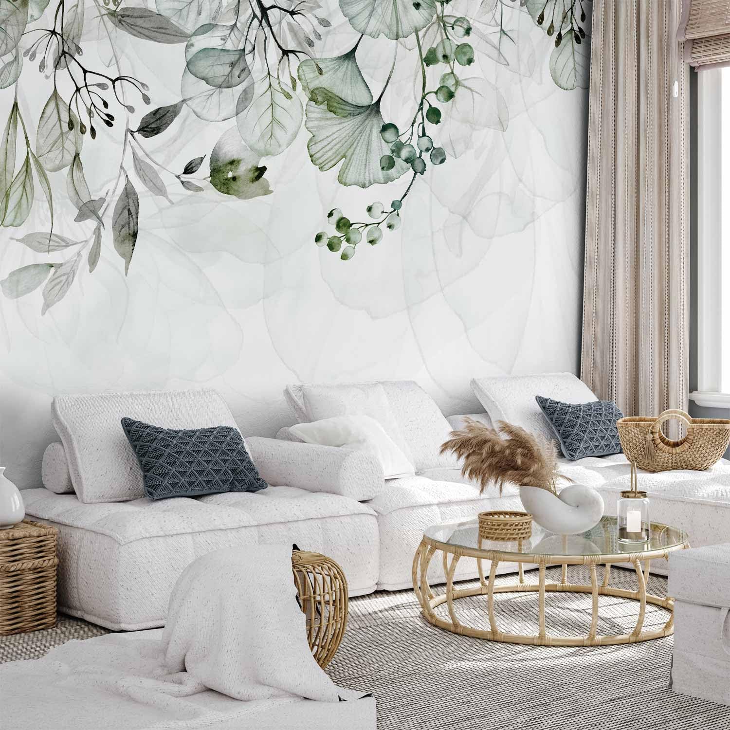 artgeist Wall Mural Green Leaves 173x124 in - Peel and Stick Self-Adhesive Wallpaper Removable Large Sticker Foil Wall Decor Print Picture Design Ivy Nature Plants Like Painted b-A-0694-a-d