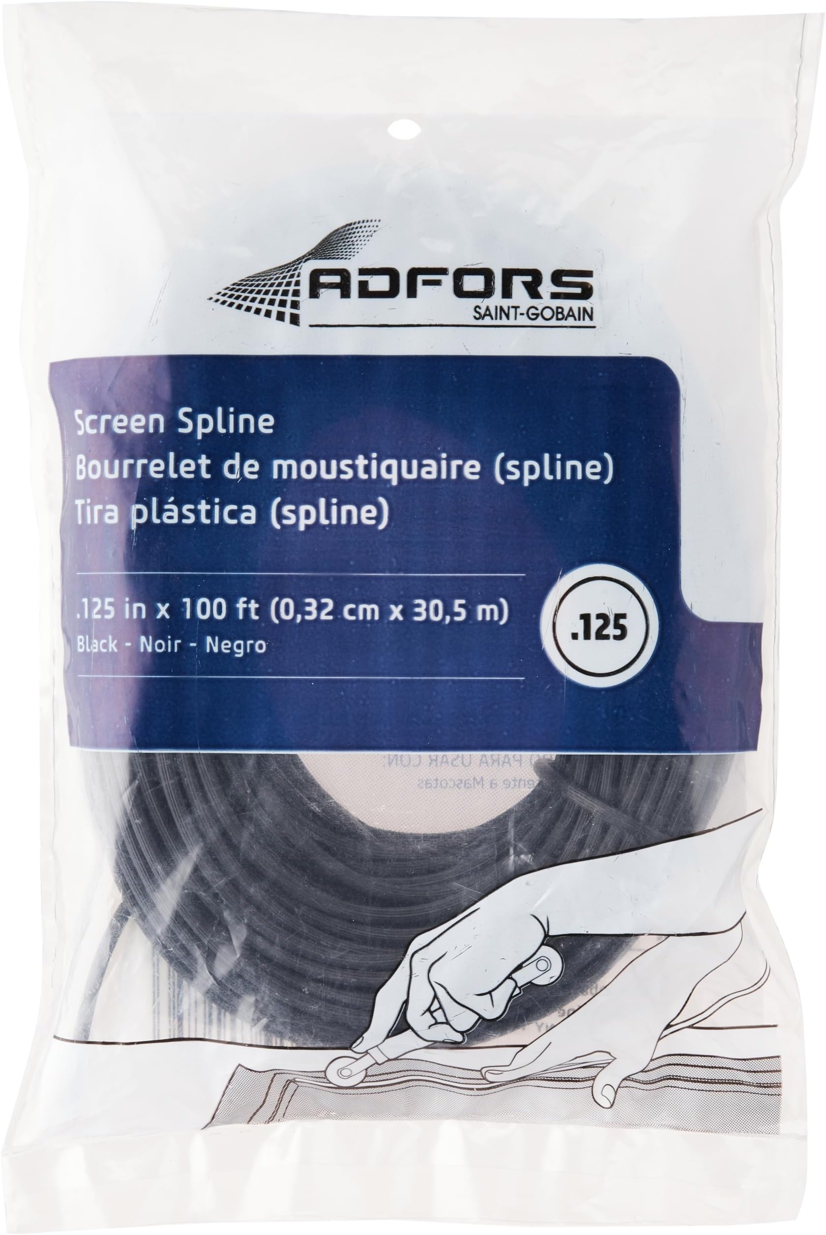 Saint-Gobain ADFORS .125x100' BLACK 1-BAG SPLINE