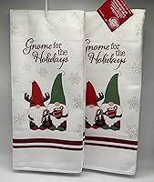 Vista 1 de Un juego de 2 paños de cocina navideños con forma de gnomo para las fiestas.