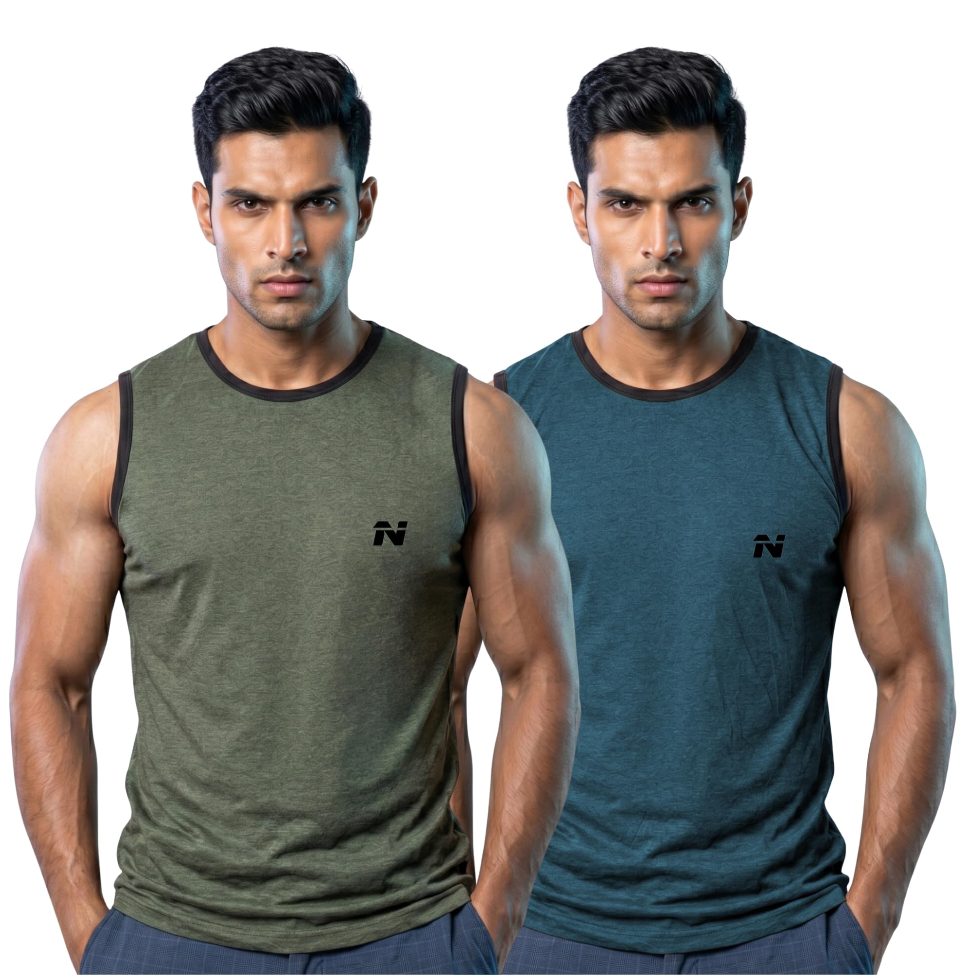 ninq Men's Sleeveless Gym Vest, Cotton Blend, Pack of 2, for Gym, Casual & Daily Summer Wear, Workout Sports Vest-picture-18