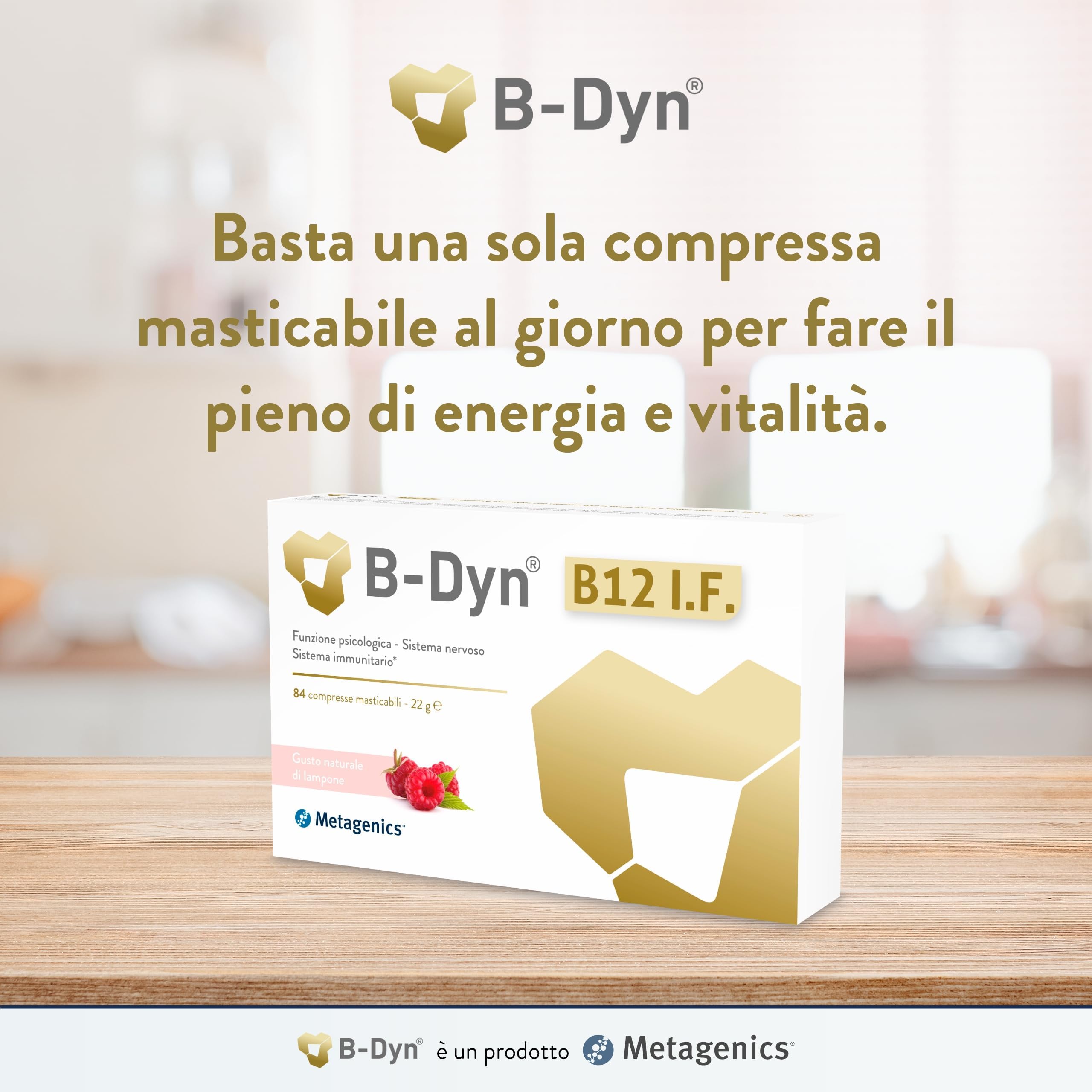 Metagenics B-Dyn B12 I.F. - Funzione Psicologica - Sistema Nervoso - Energia - 84 Compresse Masticabili