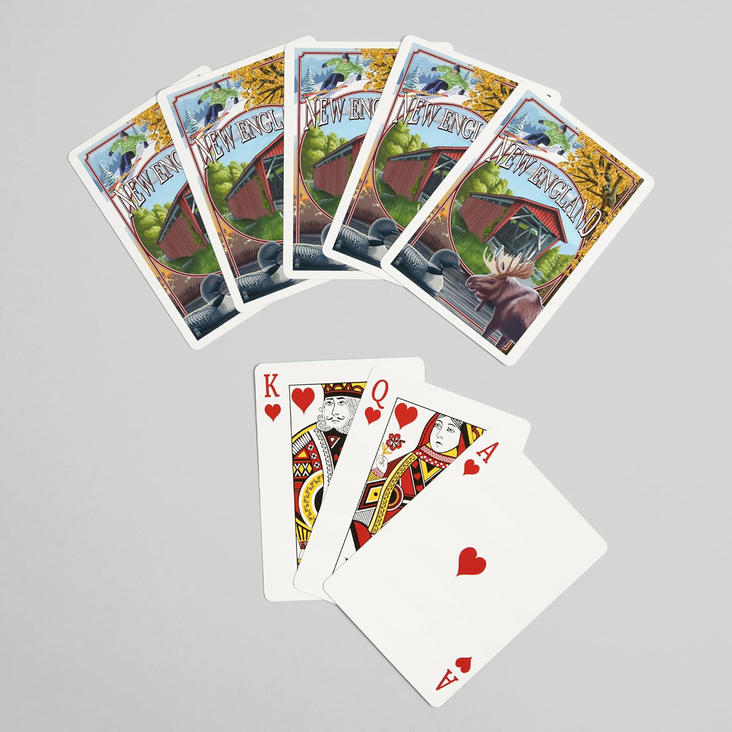 Lantern Press New England, Montage Scenes, 52 Playing Cards for Adults, Poker Size Card Deck