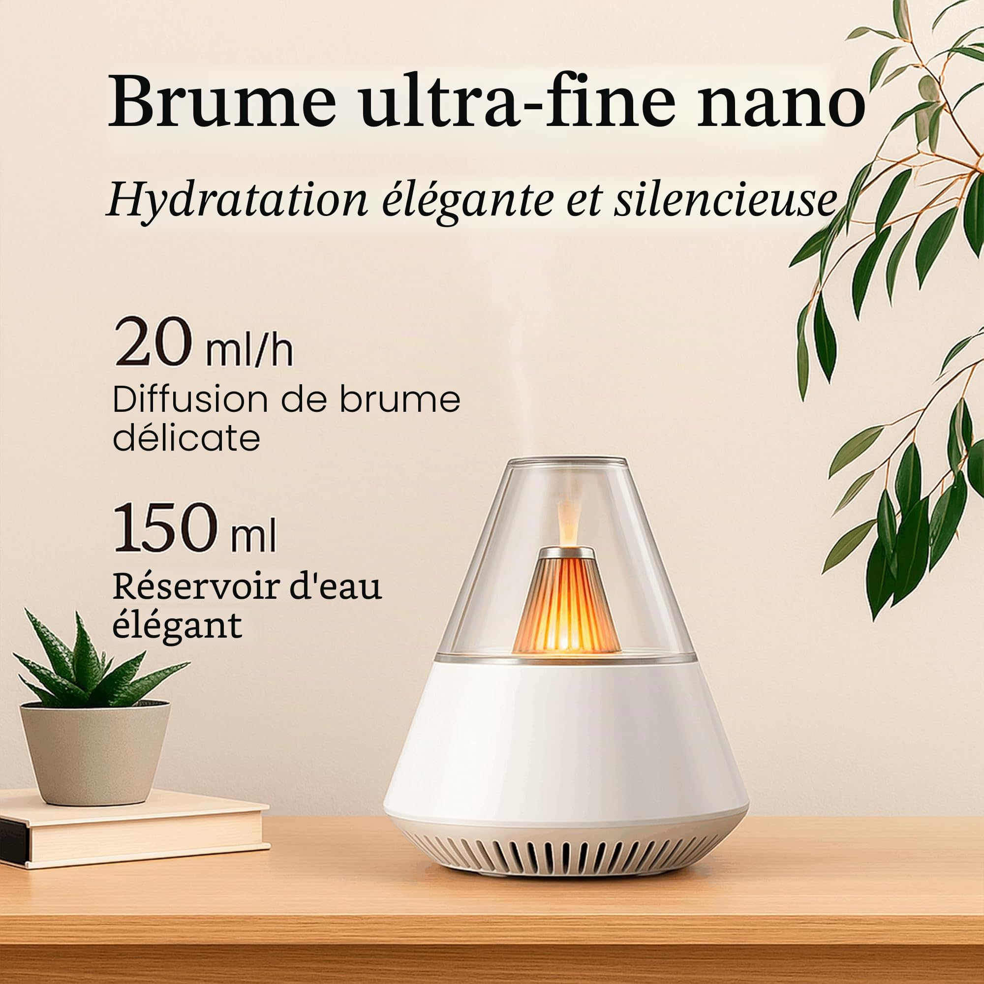 ALMA® Diffuseur & Humidificateur d'Aromathérapie à Lampe Aux Chandelles - Diffuseur d'Huiles Essentielles 150 ML – Humidificateur Ultrasonique à Brume Fraîche