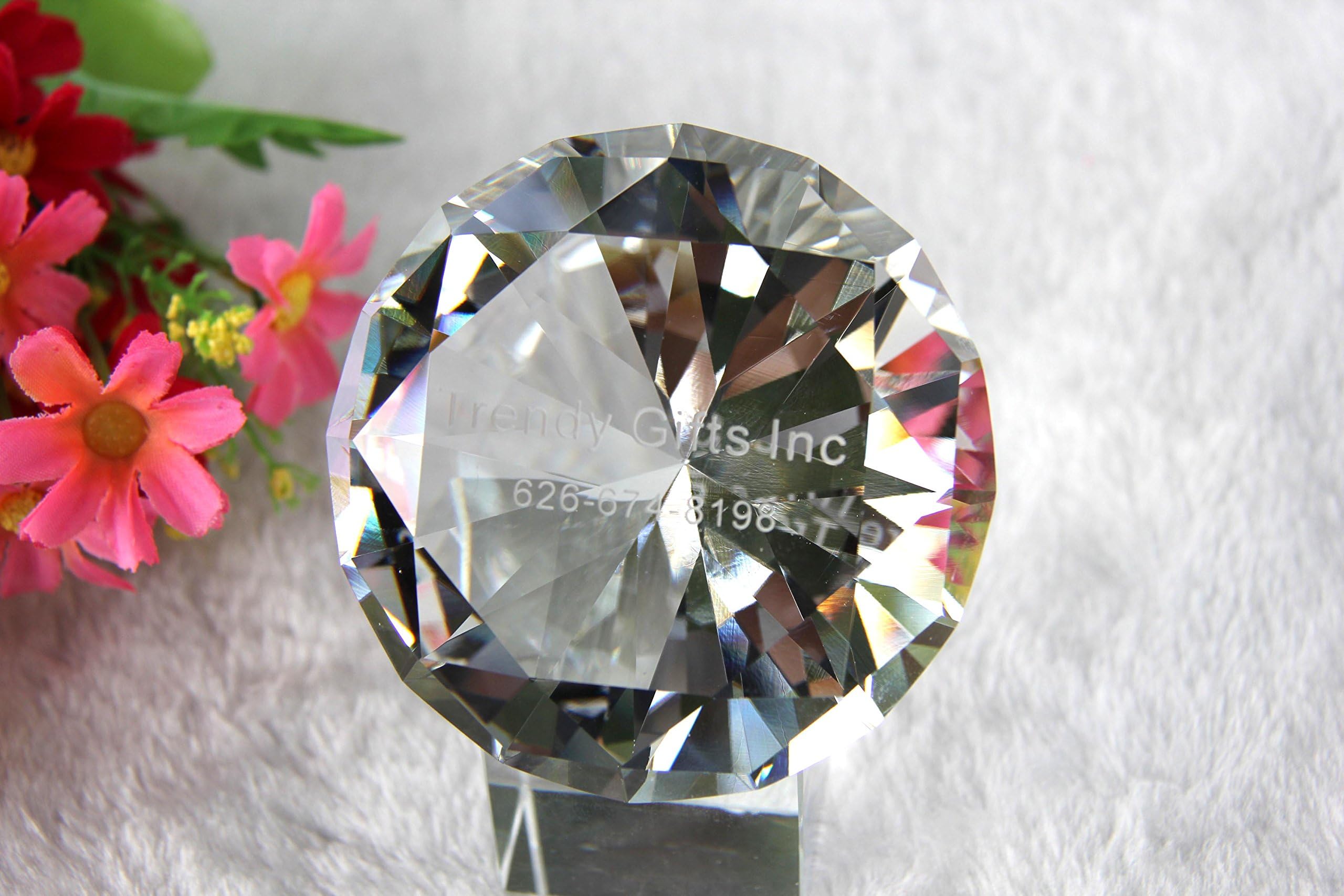 jkk salejkk sale Sparkling Crystal Diamond Shaped Paperweight (5inch) Crystal Glass Award for Graduation, Recognition, Achievement, Appreciation,