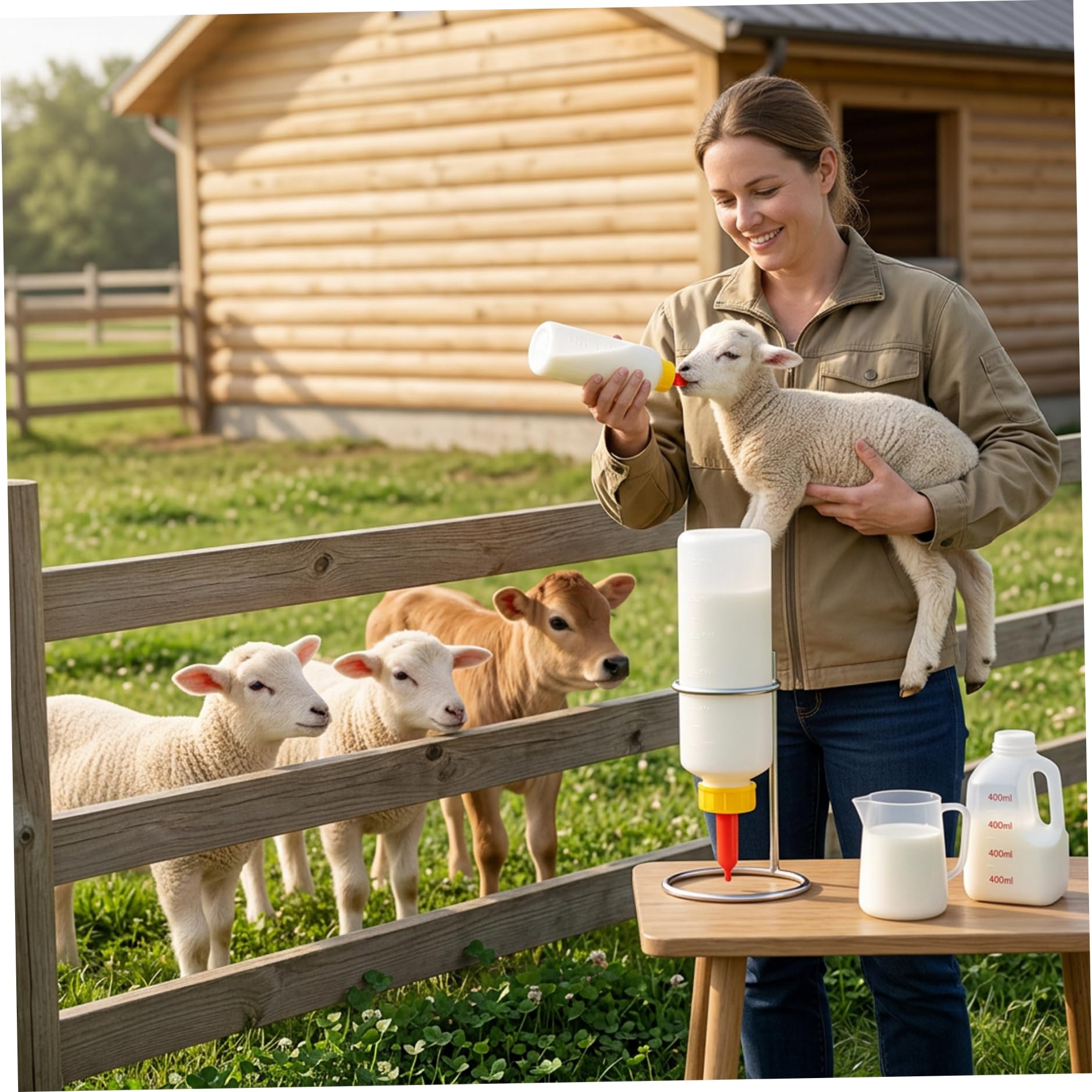 5 pièces biberon de chèvre 400 ML biberons de chèvre pour Nourrir Les bébés chèvres biberon d'agneau avec tétines Remplacement pour Nourrir Le bétail Veau d'agneau Mouton