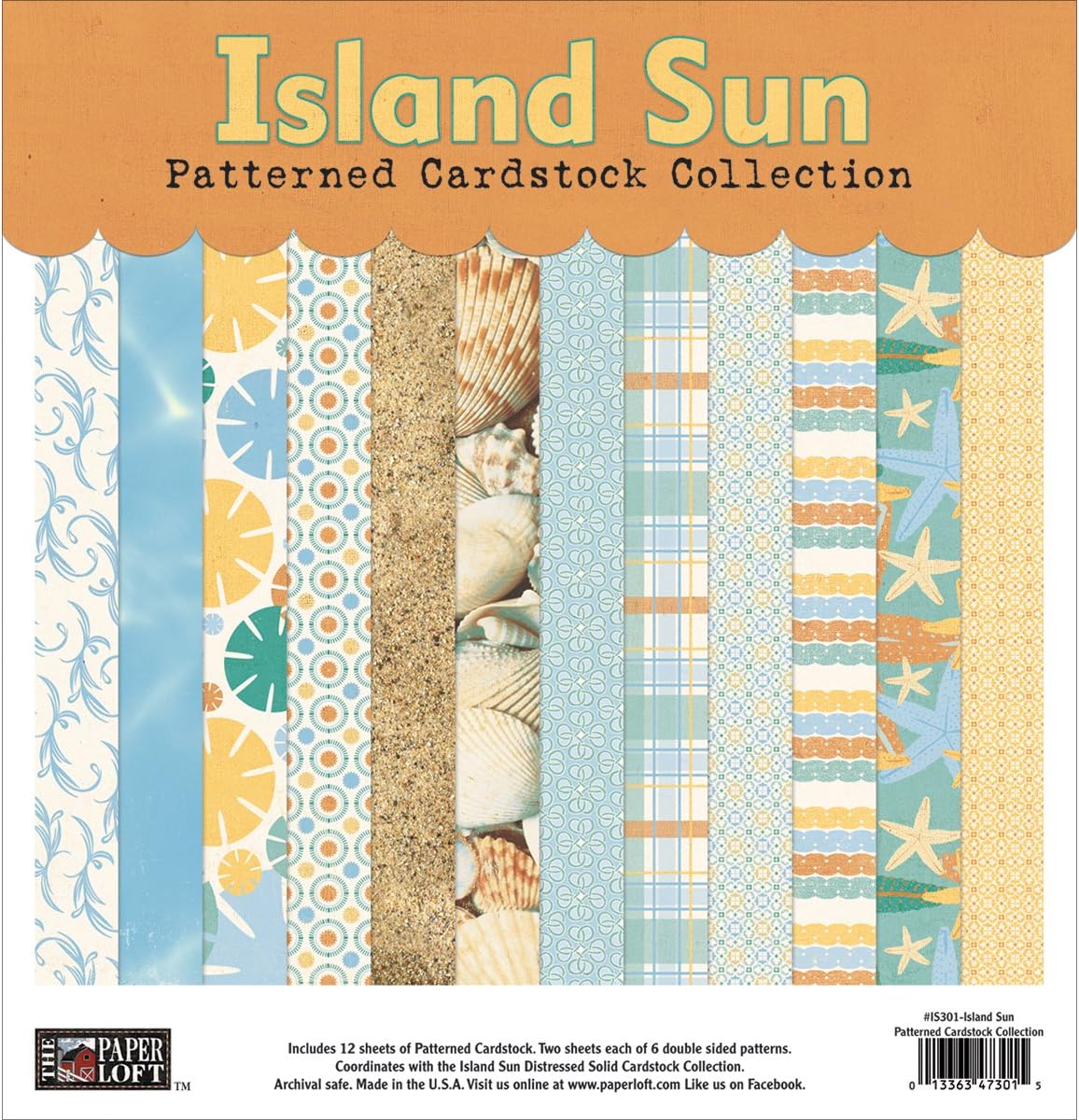 Paper Loft The Paper Loft Cardstock Pack, 12 x 12-Inch, Island Sun Patterned, 12-Pack