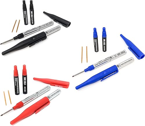 June Gold 2 marcadores de alcance profundo negros, 2 rojos y 2 azules, repuestos de tinta y punta incluidos June Gold 2 marcadores de alcance profundo negros, 2 rojos y 2 azules, repuestos de tinta y punta incluidos