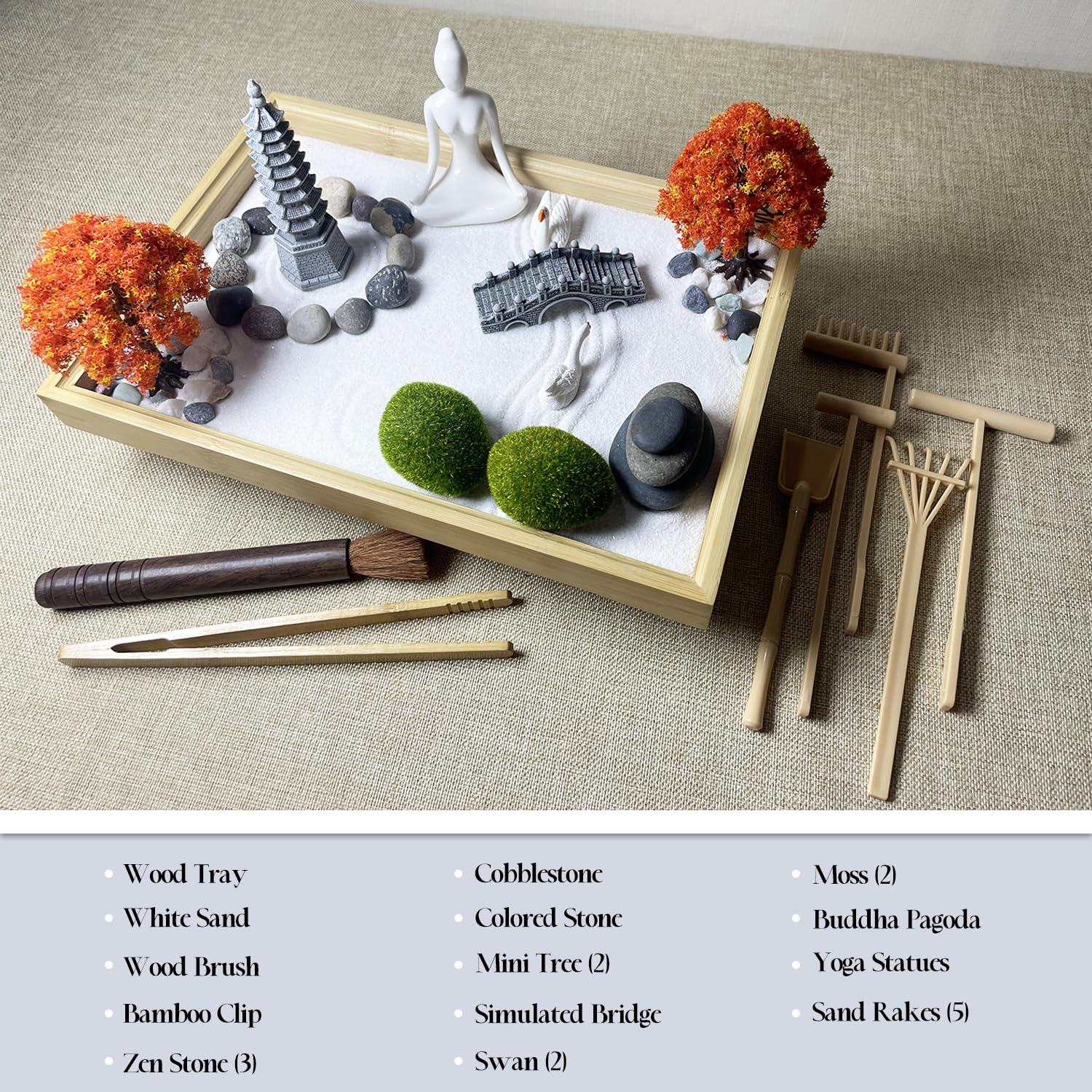Desk Sand Rake Japanese Zen Garden Kit Large 14x10 - Desk Sand Garden With Rake, Trees ...