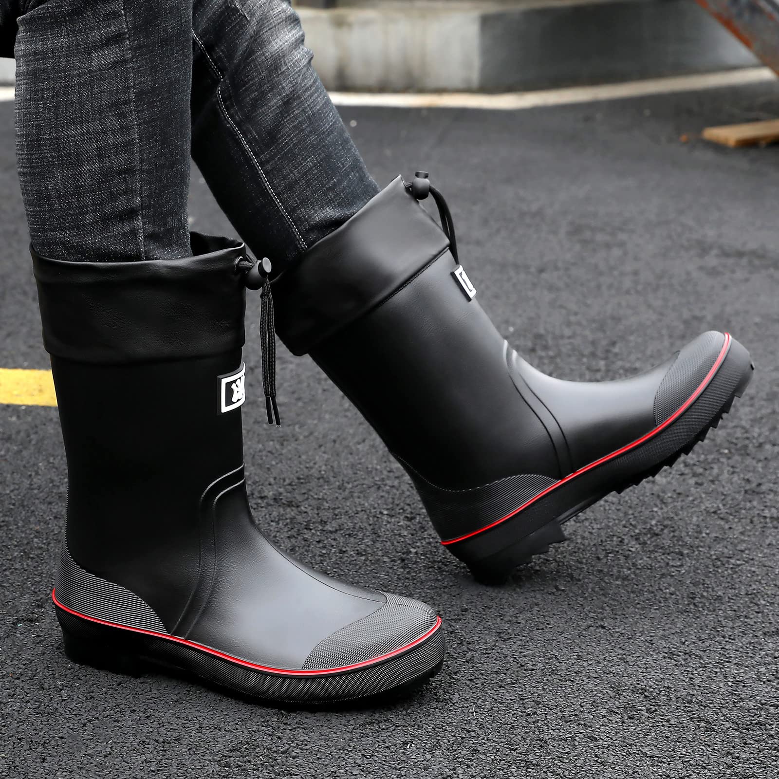 Gummistiefel Herren Halbhoch Regenstiefel Gumischtifel Herren Wasserdicht Rain Boots Gartenstiefel Atmungsaktiv Gummistiefeletten Wasserdichter Angelstiefel
