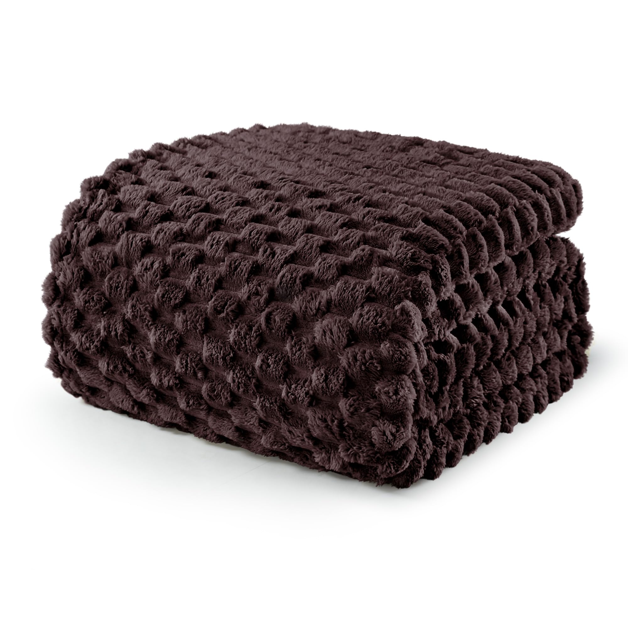 Exclusivo Mezcla King Size Fleece Blanket for Bed, 90x104 Inches Stylish Jacquard Velvet Soft Blanket, Fuzzy Cozy Lightweight for Winter, Coffee