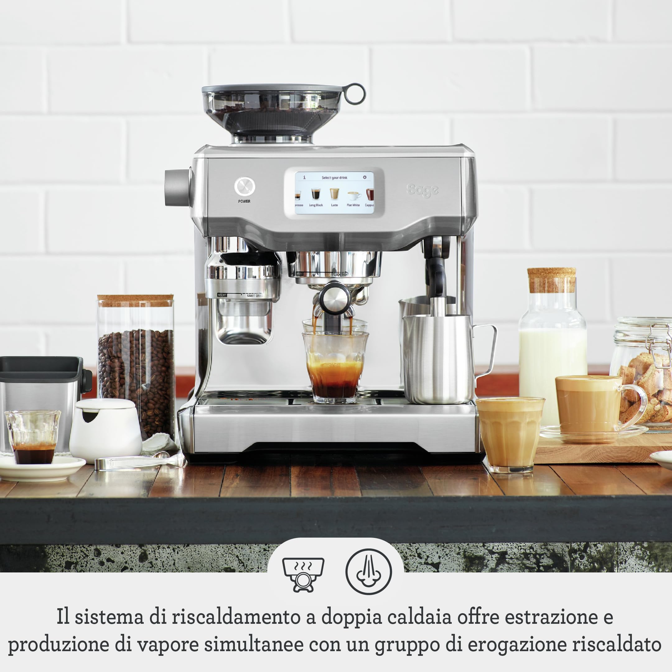 Sage - The Oracle Touch - Macchina Caffè con Montalatte - Macchina per Caffè Automatica - Tartufo Nero