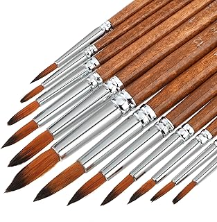 Thinp Watercolor Painting Brush Set 12Pcs Round Pointed Tip Artist Paint Brushes Professional Detail Paint Brushes for Watercolor Acrylics Oil